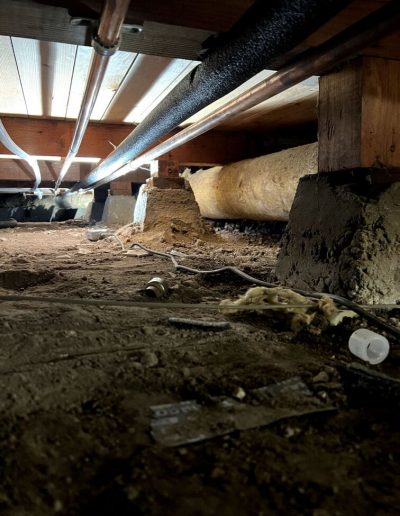 trenchless water line repair process, showing the equipment used to minimize disruption to the yard